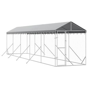 vidaXL Kojec dla psa, z dachem, srebrny, 2x10x2,5m, stal galwanizowana