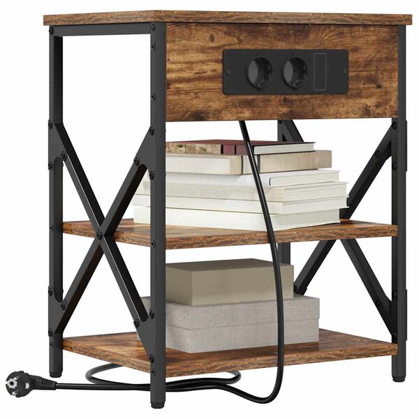 vidaXL Szafka Nocna z p&oacute;łką Dąb wędzony 41 x 31 x 51 cm