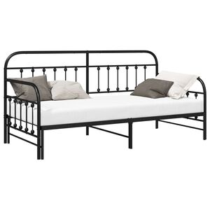 vidaXL Rama ł&oacute;żka dziennego Czarny 90 x 200 cm Stal malowana proszkowo