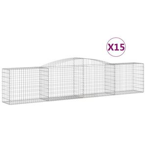 vidaXL Kosze gabionowe, 15 szt, 400x50x80/100 cm, galwanizowane żelazo