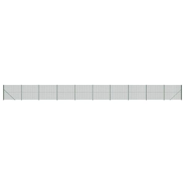 vidaXL Ogrodzenie z siatki, ze stopami słupków, zielone, 1,4x25 m