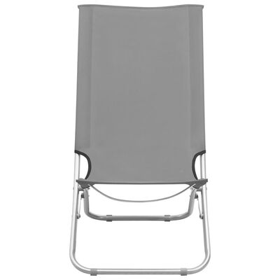 vidaXL Składane krzesła plażowe, 2 szt., szare, obite tkaniną