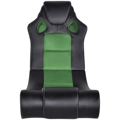 vidaXL Bujany fotel muzyczny, czarno-zielony, sztuczna skóra