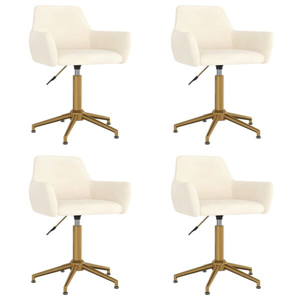 vidaXL Obrotowe krzesła stołowe, 4 szt., kremowe, obite aksamitem