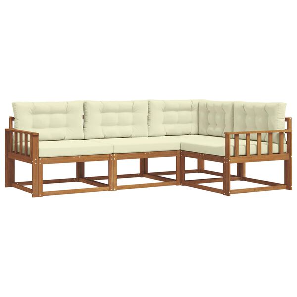 vidaXL Zestaw sof na zewnątrz z poduszką 4 pcs Naturalny i Kremowy