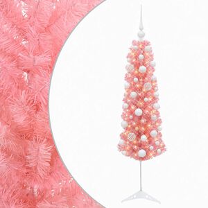 vidaXL Sztuczna wąska choinka z bombką 120 cm 150 LED Ciepła biel
