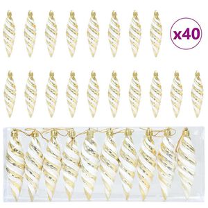 vidaXL Świąteczna kula w spiralnym kształcie 40 szt. złoty 3 x 11 cm