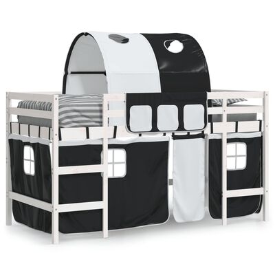 vidaXL Dziecięce łóżko na antresoli, z tunelem, biało-czarne, 80x200cm