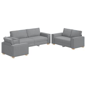vidaXL Sofa 3 szt. Jasnoszary Tkanina lniana