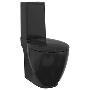 vidaXL Ceramiczna toaleta ze spłuczką, okrągła, odpływ pionowy, czarna