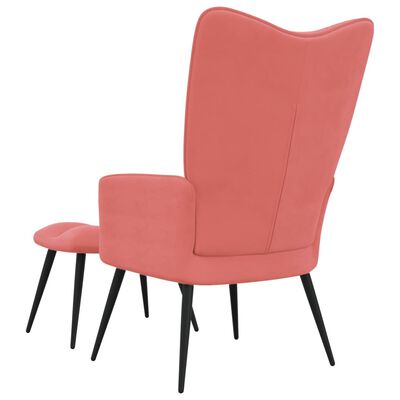 vidaXL Fotel z podnóżkiem, różowy, obity aksamitem