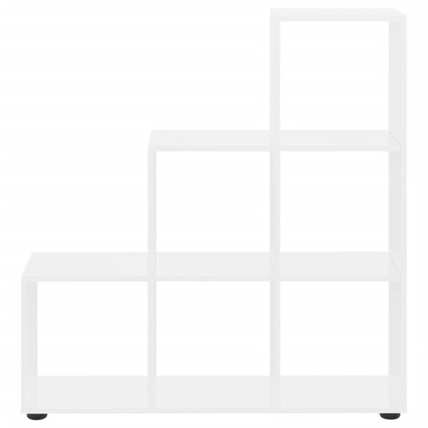 vidaXL Regał schodkowy, biały o wysokim połysku, 107 cm