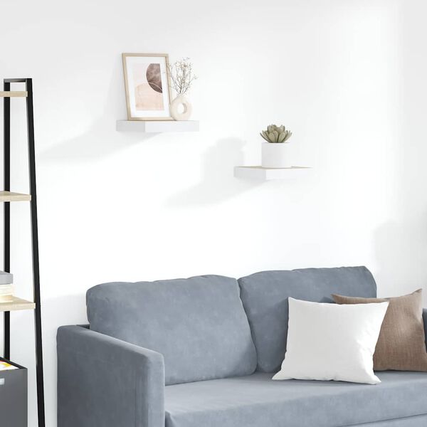 vidaXL P&oacute;łki ścienne, 2 szt., dębowo-białe, 23 x 23,5 x 3,8 cm, MDF