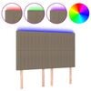 vidaXL Zagł&oacute;wek do ł&oacute;żka z LED, taupe, 144x5x118/128 cm, tkanina