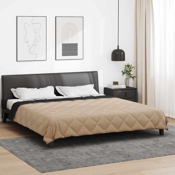 vidaXL Kołdra na cały rok Czarny i Taupe 240 x 260 cm Mikrofibra