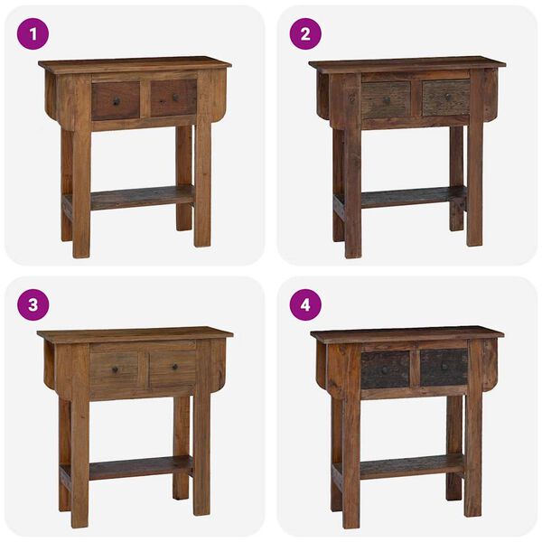 vidaXL Stolik konsolowy, drewno z odzysku, 80x35x80 cm