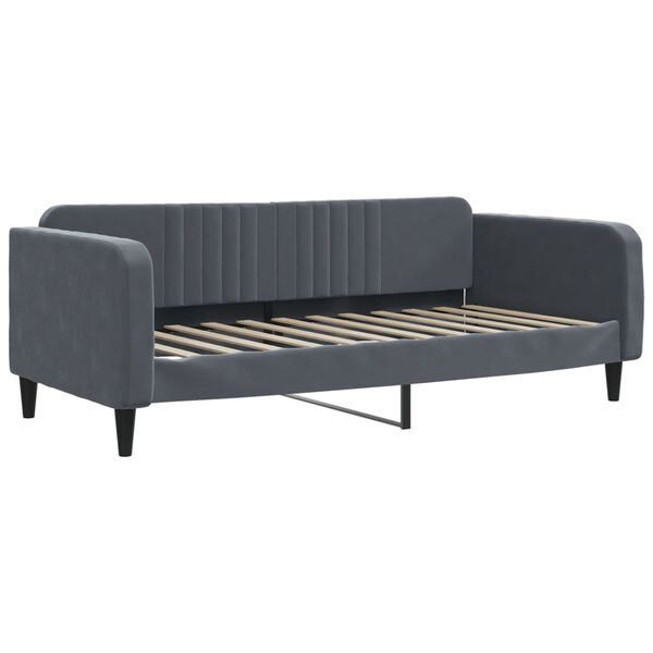 vidaXL Sofa rozsuwana z materacami, ciemnoszara, 90x200 cm, aksamit