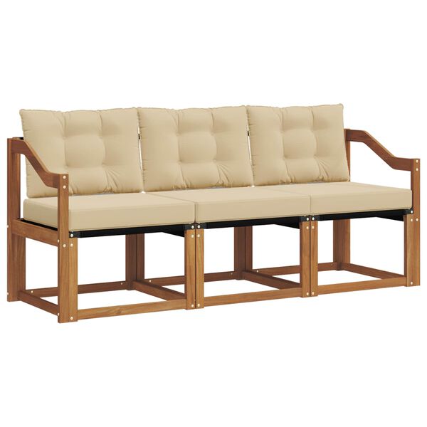 vidaXL Zestaw sof na zewnątrz z poduszką 3 pcs Naturalny i Beżowy