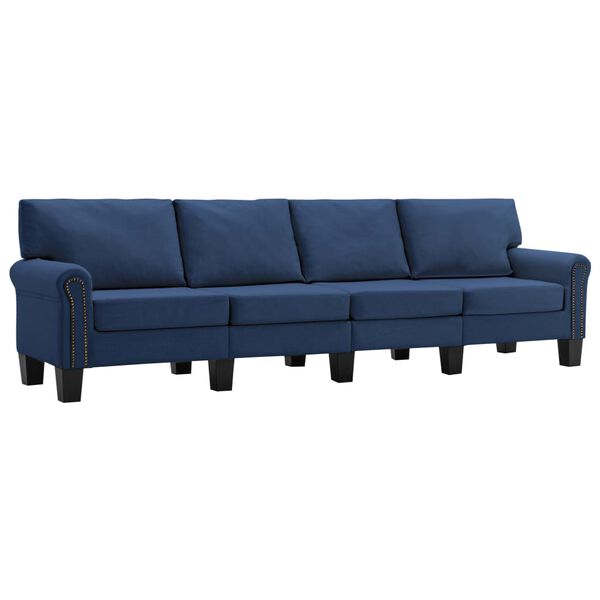 vidaXL 4-osobowa sofa, niebieska, tapicerowana tkaniną