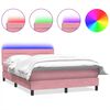 vidaXL Ł&oacute;żko kontynentalne z materacem i LED, r&oacute;żowe, 160x210 cm, aksamit