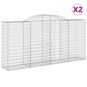 vidaXL Kosze gabionowe, 2 szt, 300x50x140/160 cm, galwanizowane żelazo