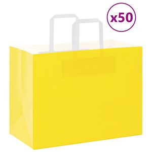 vidaXL Torby papierowe 50 szt. z uchwytami ż&oacute;łte 32x17x25 cm