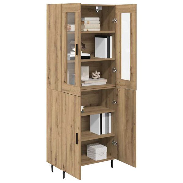 vidaXL Highboard 2 pcs Dąb rzemieślniczy Drewno inżynieryjne i szkło