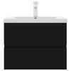 vidaXL Szafka z wbudowaną umywalką, czarna, płyta wi&oacute;rowa