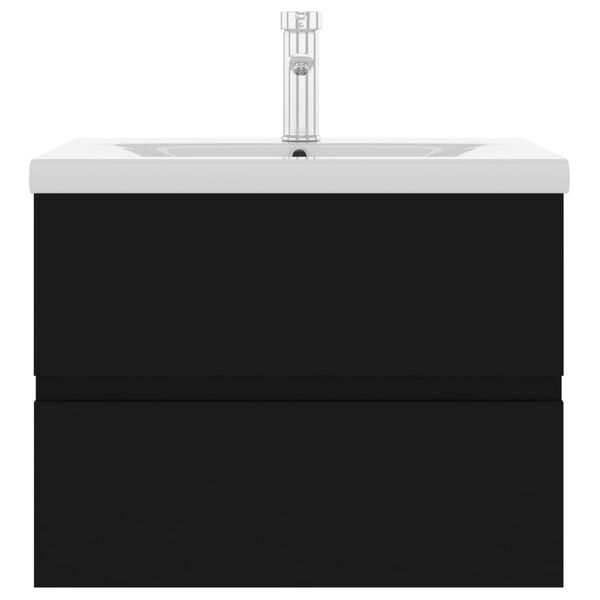 vidaXL Szafka z wbudowaną umywalką, czarna, płyta wi&oacute;rowa