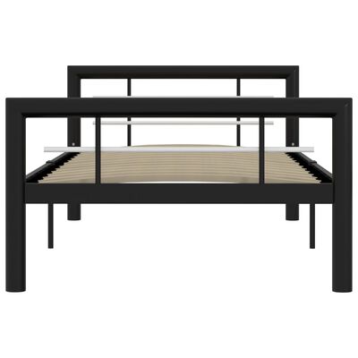 vidaXL Rama łóżka, czarno-biała, metalowa, 90 x 200 cm