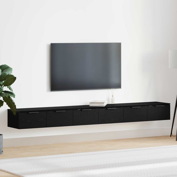 vidaXL Szafka wisząca z szufladą 2 pcs Czarny Dąb 102 x 30 x 20 cm