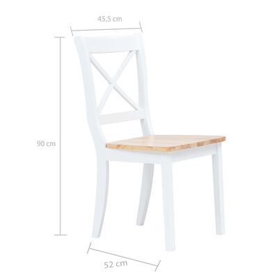 vidaXL Krzesła jadalniane, 2 szt., biało-naturalne, drewno kauczukowca