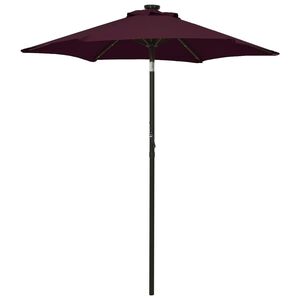 vidaXL Parasol ogrodowy z LED, bordowy, 200x211 cm, aluminium