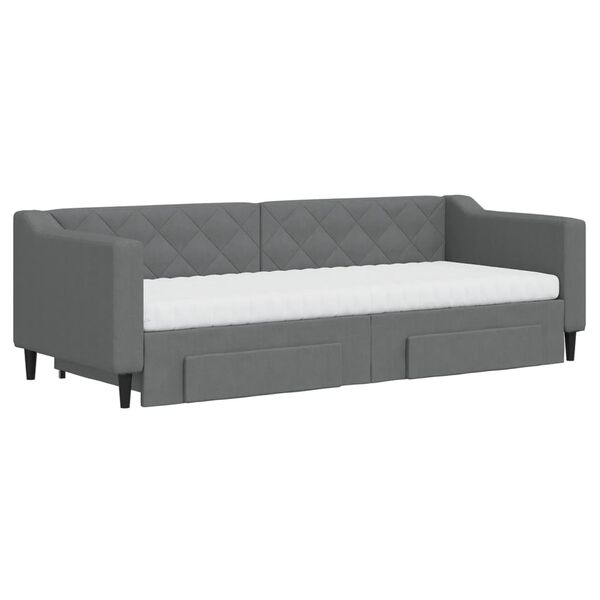 vidaXL Sofa rozsuwana z szufladami, ciemnoszara, 80x200 cm, tkanina