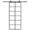 vidaXL Drzwi przesuwne z zestawem okuć czarne 90x205 cm ESG szkło