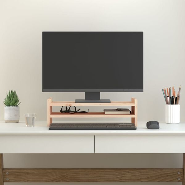 vidaXL Podstawka na monitor, 50x27x15 cm, lite drewno sosnowe