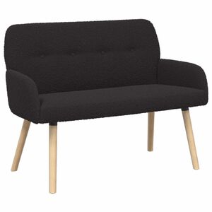 vidaXL Sofa dwuosobowa na nogach z litego drewna Czarny Boucl&eacute;