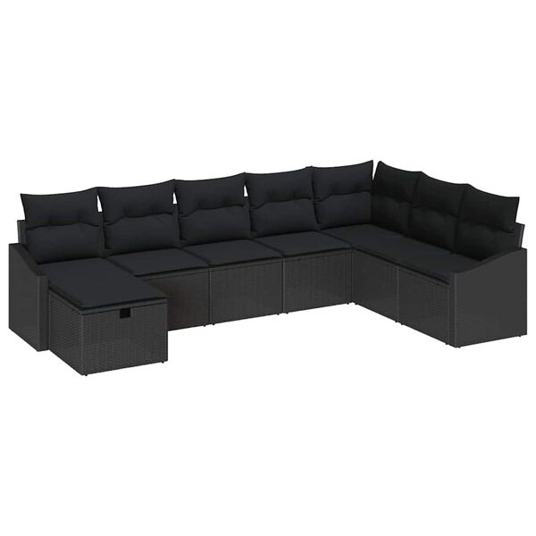 vidaXL Zestaw Sof na Ogród 8 pcs Czarny 55 x 62 x 69 cm Polirattan