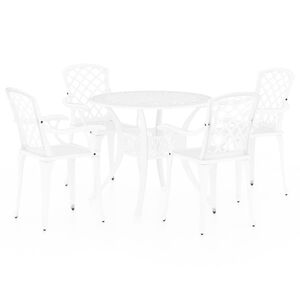 vidaXL 3-cz. zestaw mebli bistro ze stopu aluminium, biały