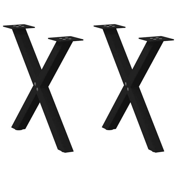vidaXL Nogi do stolika kawowego w kształcie litery X 2 szt. Czarne 50x(42-43) cm Stal