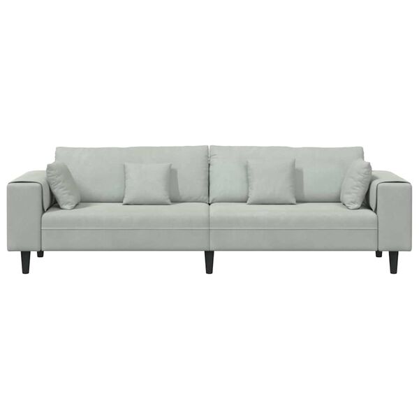 vidaXL Sofa z poduszką Jasnoszary 250 x 77 x 76 cm Aksamit