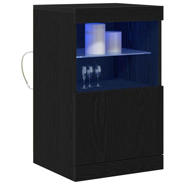 vidaXL Komoda LED Czarny Dąb 41 x 37 x 67 cm Materiał drewnopochodny