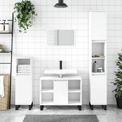 vidaXL 3-cz. zestaw mebli łazienkowych, biały, materiał drewnopochodny