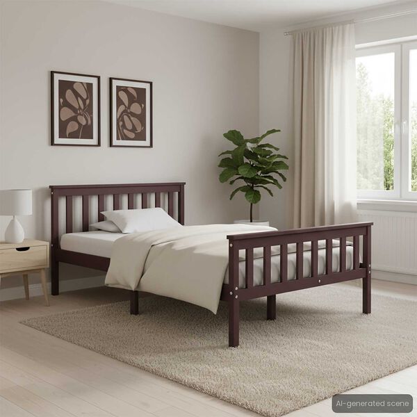 vidaXL Rama ł&oacute;żka, ciemnobrązowa, lite drewno sosnowe, 120 x 200 cm