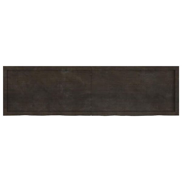 vidaXL Blat stołu, ciemnobrązowy, 180x50x(2-6) cm, lite drewno dębowe