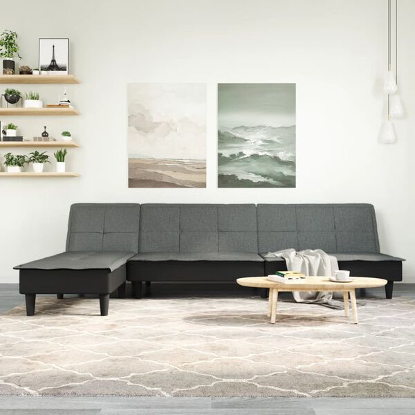 vidaXL Sofa rozkładana L, ciemnoszara, 255x140x70 cm, tkanina
