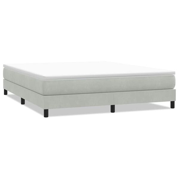 vidaXL Ł&oacute;żko typu Box Spring bez materaca Jasnoszary 180x210cm Aksamit