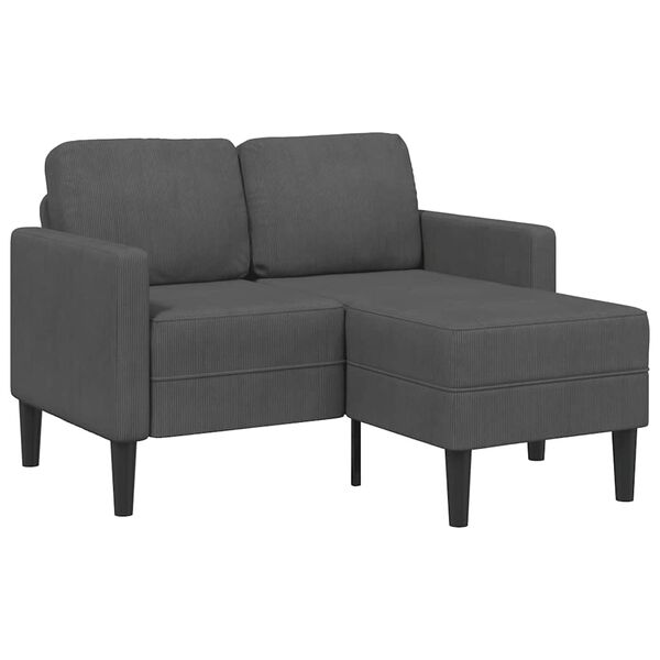 vidaXL Sofa 2-osobowa z szezlongiem w kształcie litery L, ciemnoszara, 125 cm, len