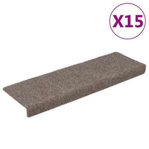vidaXL Maty na schody samoprzylepne 15 szt. 65x21x4 cm beżowe prostokątne krawędzie