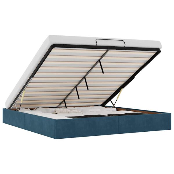 vidaXL Rama ł&oacute;żka otomana bez materacem, niebieska, 180x200cm, aksamit
